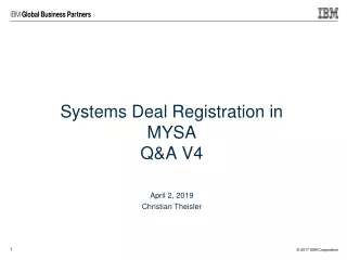 Systems Deal Registration in MYSA Q&amp;A V4