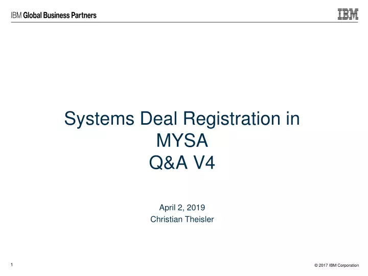 systems deal registration in mysa q a v4