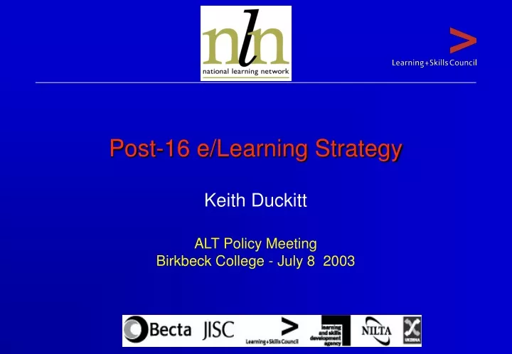 post 16 e learning strategy keith duckitt