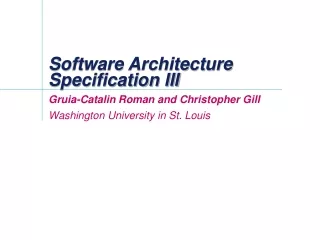 Software Architecture  Specification III