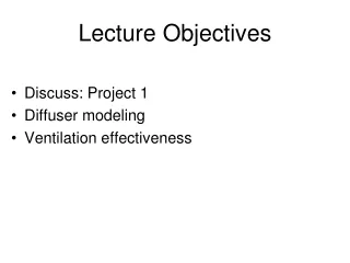 Lecture Objectives