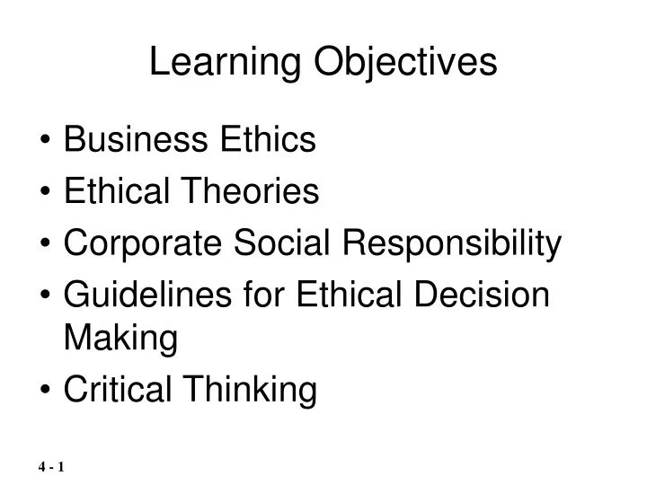 learning objectives