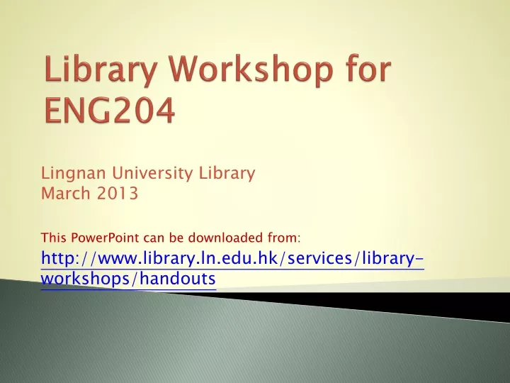 library workshop for eng204