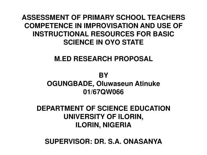 assessment of primary school teachers competence