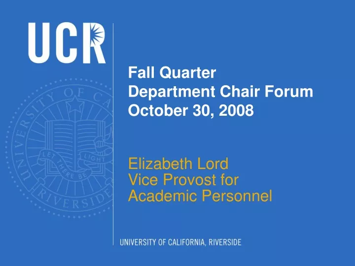 fall quarter department chair forum october 30 2008