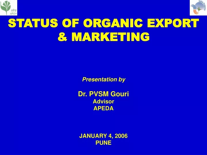 status of organic export marketing