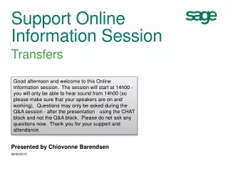 Support Online Information Session Transfers