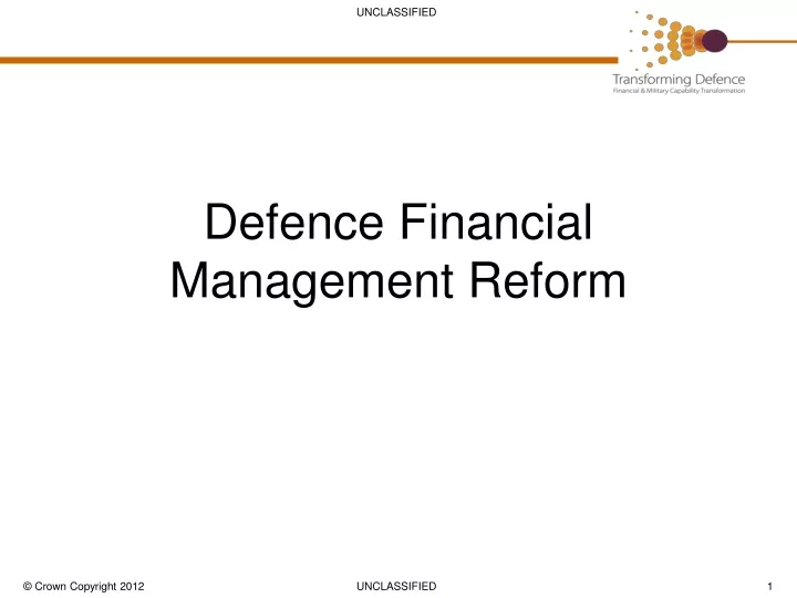 defence financial management reform