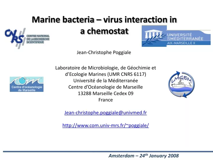 marine bacteria virus interaction in a chemostat