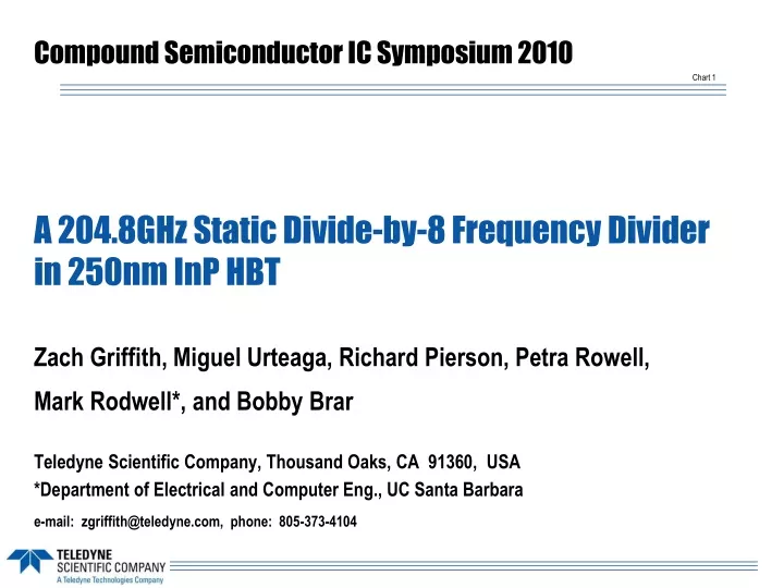 a 204 8ghz static divide by 8 frequency divider in 250nm inp hbt