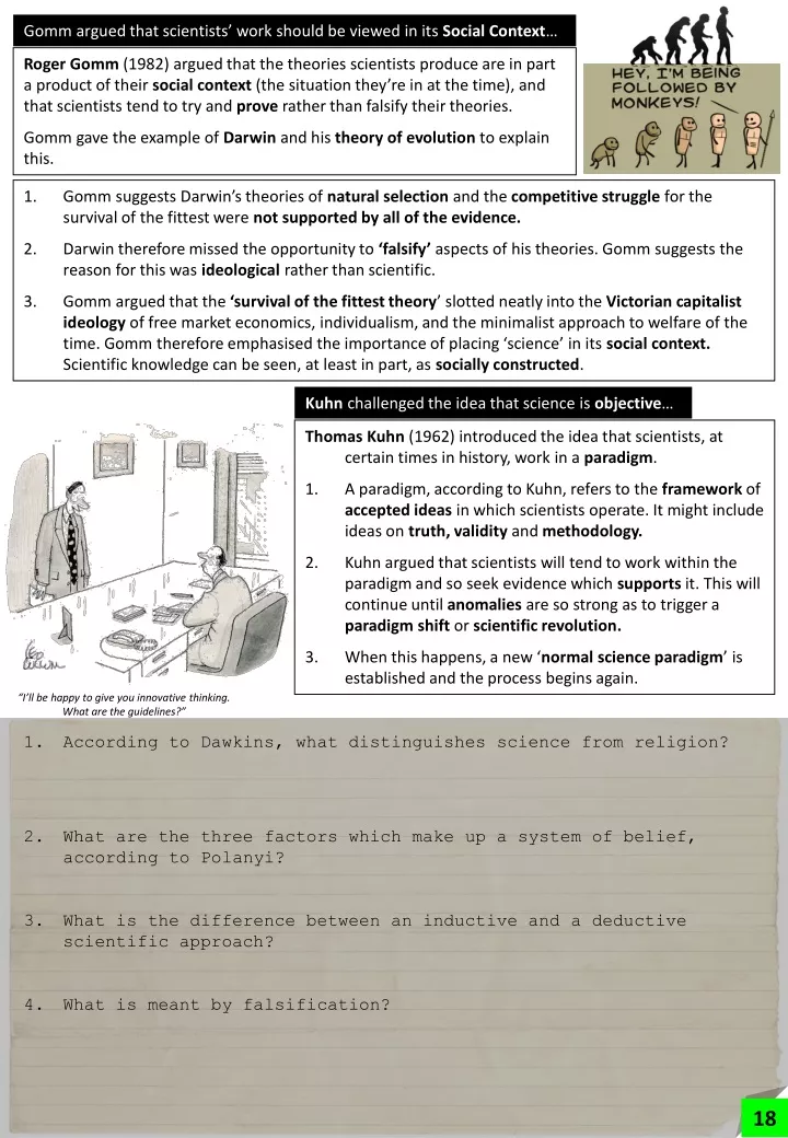 gomm argued that scientists work should be viewed