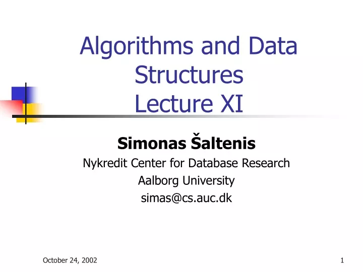 algorithms and data structures lecture xi