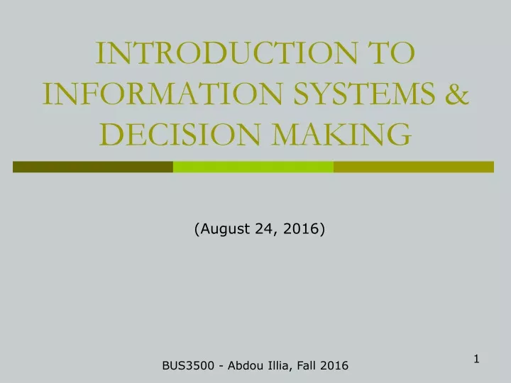 introduction to information systems decision making