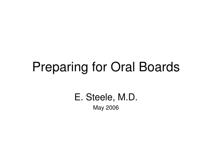 preparing for oral boards