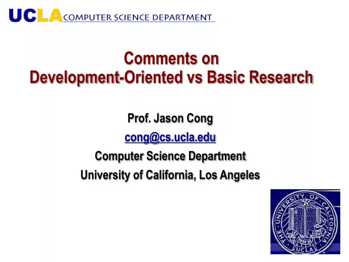 comments on development oriented vs basic research