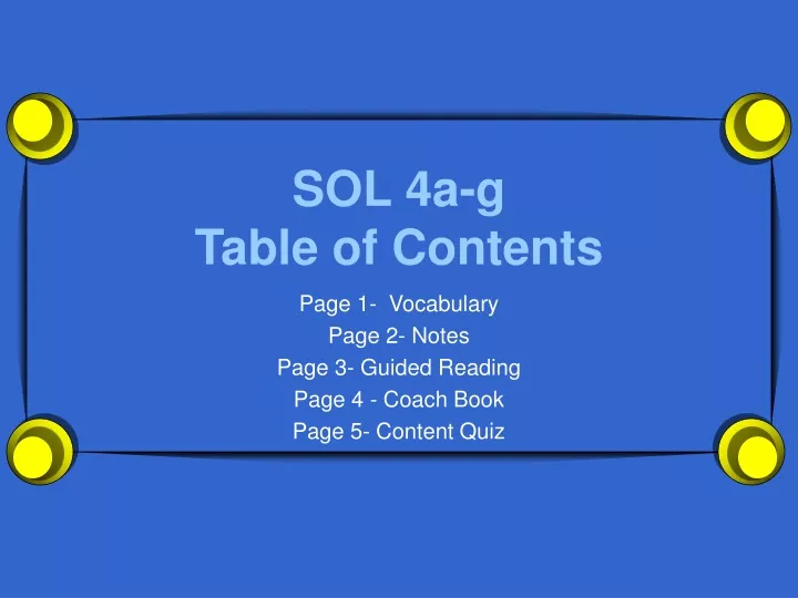sol 4a g table of contents