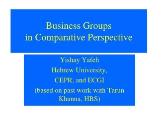 Business Groups  in Comparative Perspective