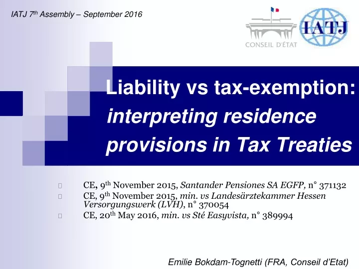liability vs tax exemption interpreting residence provisions in tax treaties