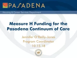 Measure H Funding for the  Pasadena Continuum of Care