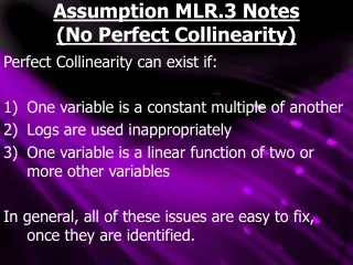 Assumption MLR.3 Notes (No Perfect Collinearity)