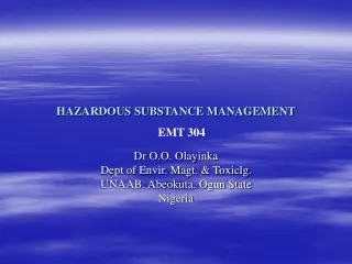 HAZARDOUS SUBSTANCE MANAGEMENT