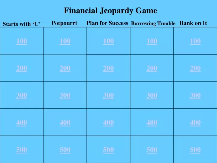 financial jeopardy game
