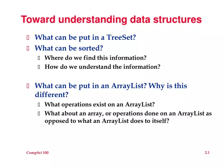 toward understanding data structures