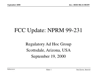 FCC Update: NPRM 99-231