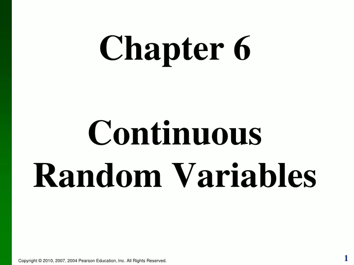 chapter 6 continuous random variables