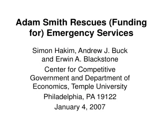 Adam Smith Rescues (Funding for) Emergency Services