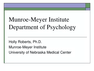 Munroe-Meyer Institute Department of Psychology