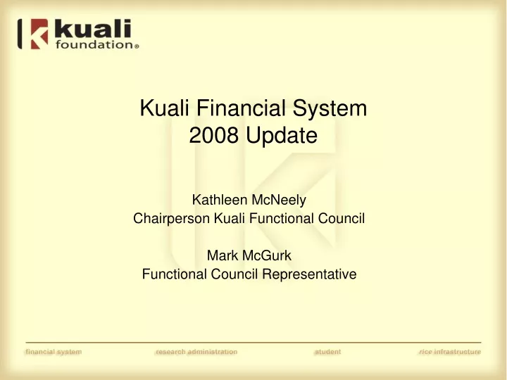 kuali financial system 2008 update