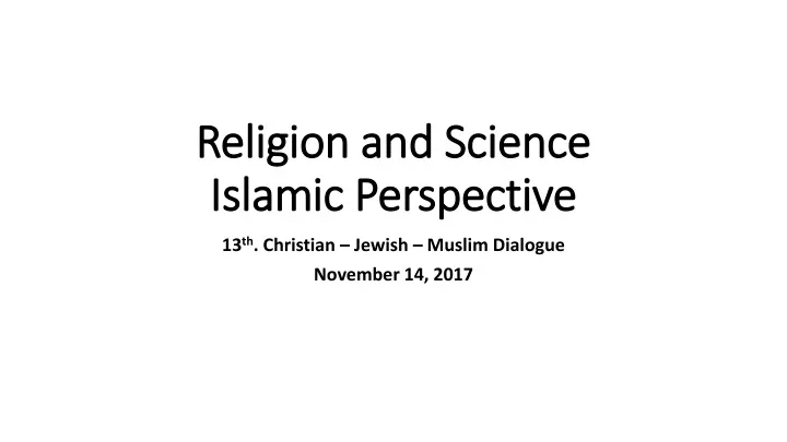 religion and science islamic perspective