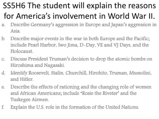 SS5H6 The student will explain the reasons for America’s involvement in World War II.