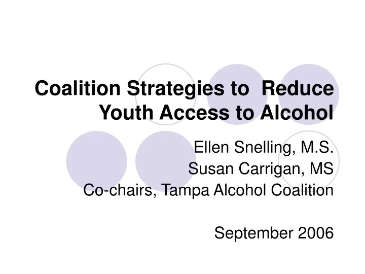 coalition strategies to reduce youth access to alcohol