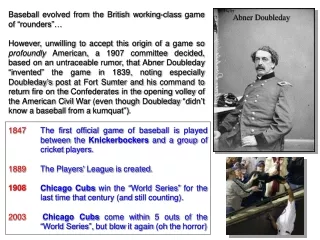 Baseball evolved from the British working-class game of “rounders”…