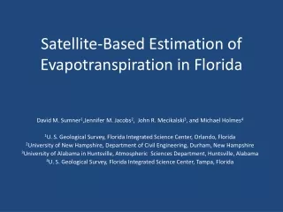 Satellite-Based Estimation of Evapotranspiration in Florida