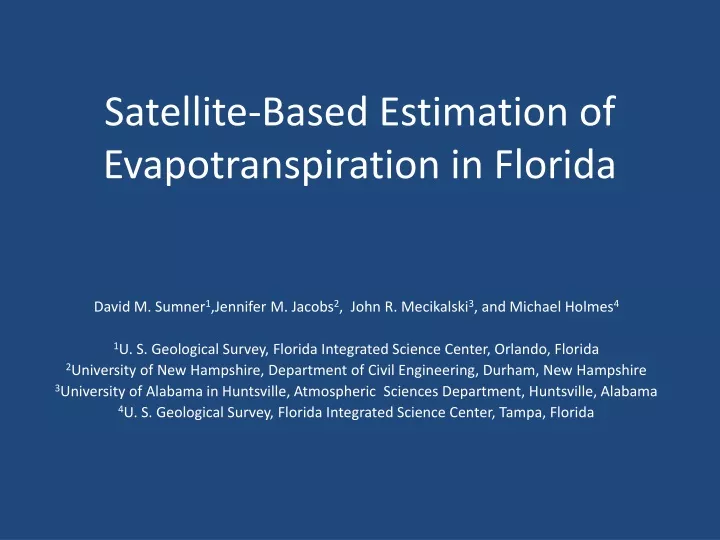 satellite based estimation of evapotranspiration in florida