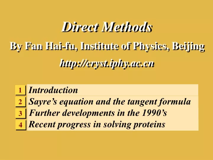 direct methods by fan hai fu institute of physics