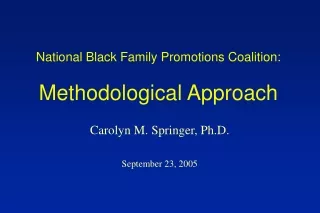 National Black Family Promotions Coalition:  Methodological Approach