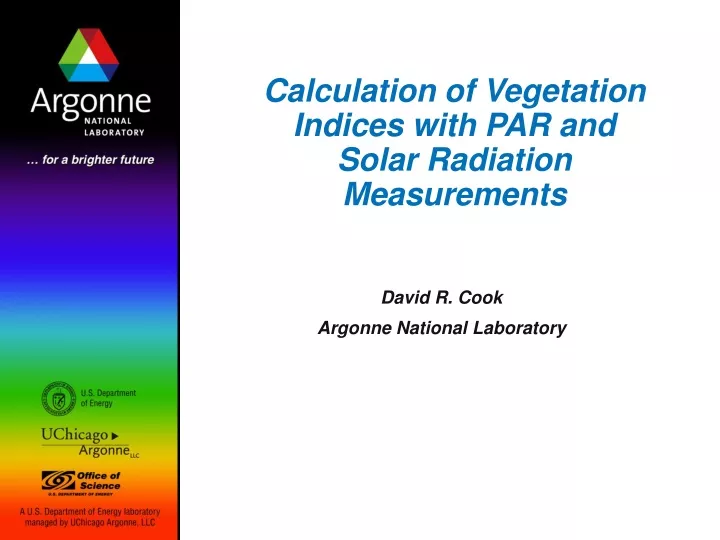 calculation of vegetation indices with par and solar radiation measurements