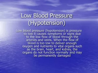 Low Blood Pressure (Hypotension)