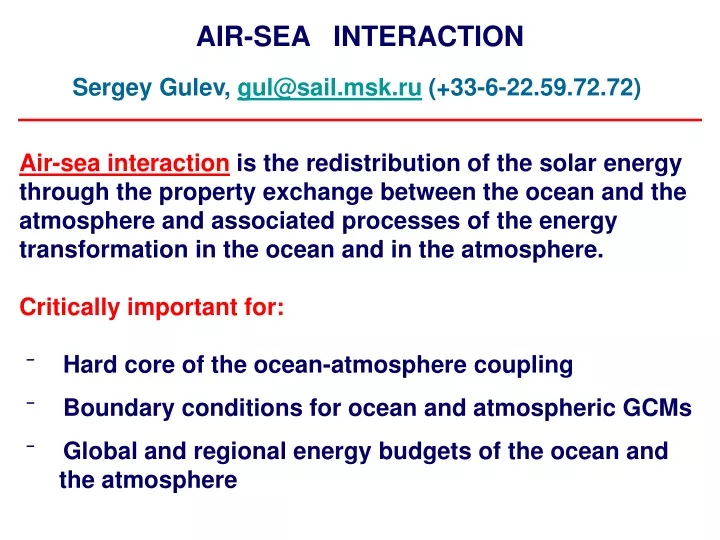 air sea interaction