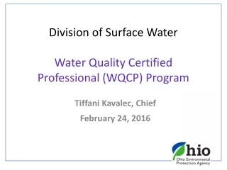 Division of Surface Water Water Quality Certified Professional (WQCP) Program