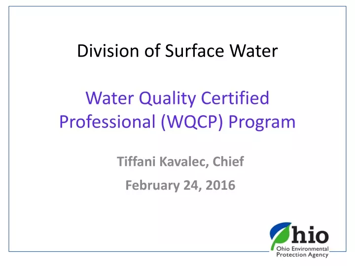 division of surface water water quality certified professional wqcp program