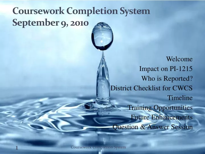 coursework completion system september 9 2010