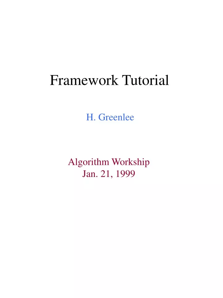 framework tutorial