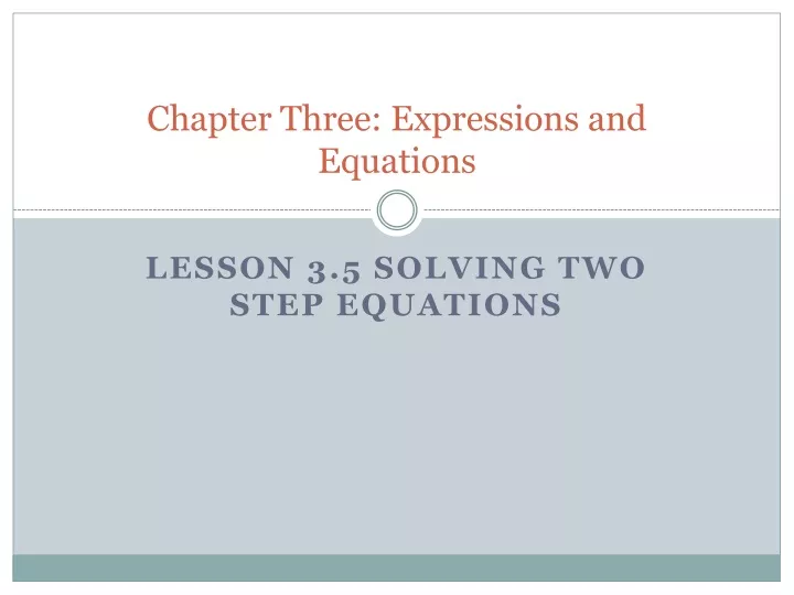 chapter three expressions and equations