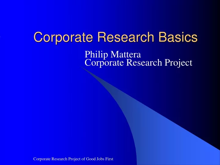 corporate research basics