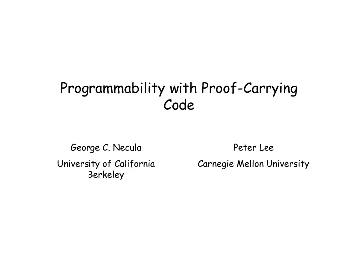 programmability with proof carrying code